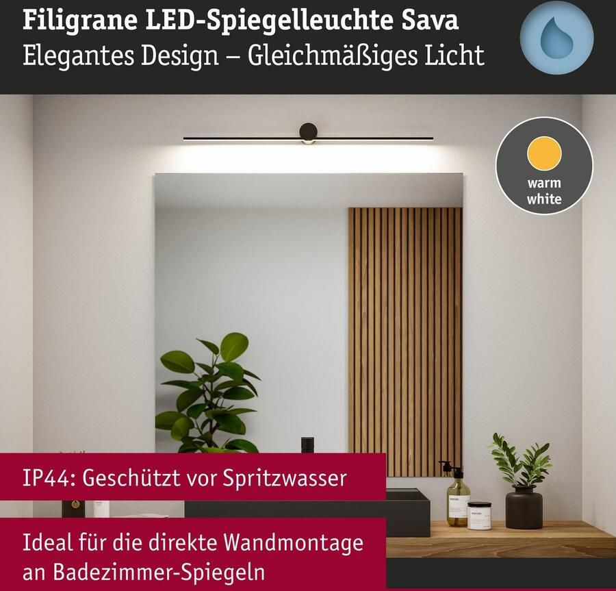Paulmann Led-spiegellamp LED verlichtingspiegel Sava IP44 3000K 230V (1 stuk) - Foto 2