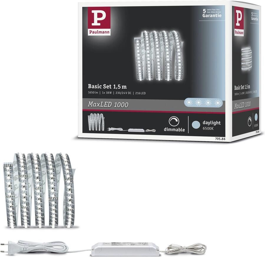 Paulmann Led-strepen MaxLED 1000 Basisset 1 5m Daglichtwit 18W 1100lm m 6500K (1 stuk) - Foto 9