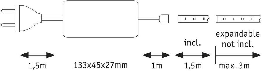 Paulmann Led-strepen MaxLED 1000 Basisset 1 5m IP20 2700K 18W 230 24V 36VA zilverkleur (1 stuk) - Foto 7