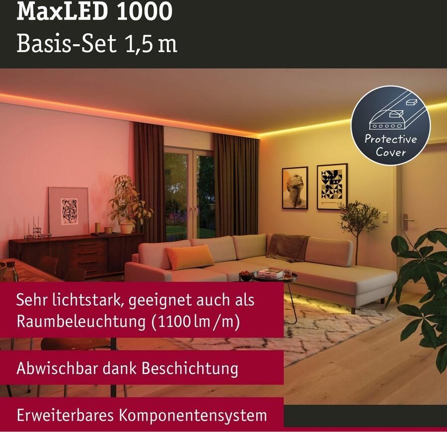 Paulmann Led-strepen MaxLED 1000 Basisset 1 5m IP44 Deksel 3000K 18W 230 24V 50VA zilverkleur - Foto 3