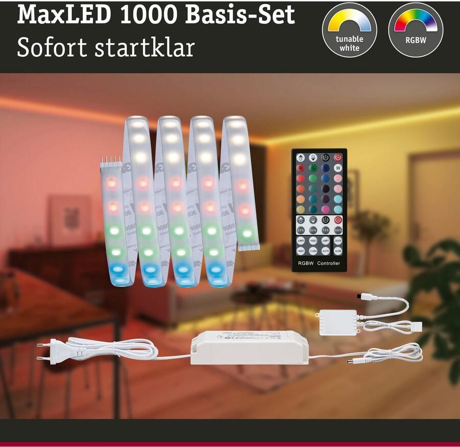 Paulmann Led-strepen MaxLED 1000 Basisset 1 5m IP44 Deksel 3000K 18W 230 24V 50VA zilverkleur - Foto 2