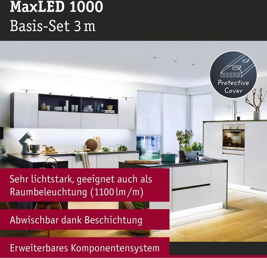 Paulmann Led-strepen MaxLED 1000 Basisset 3m Daglichtwit IP44 34W 3300lm gecoat (1 stuk) - Foto 4