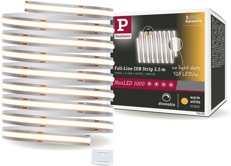 Paulmann Led-strepen MaxLED 1000 Full-Line COB Enkelstrip 2 5m Warmwit 30W 2700lm 2700K (1 stuk) - Foto 13