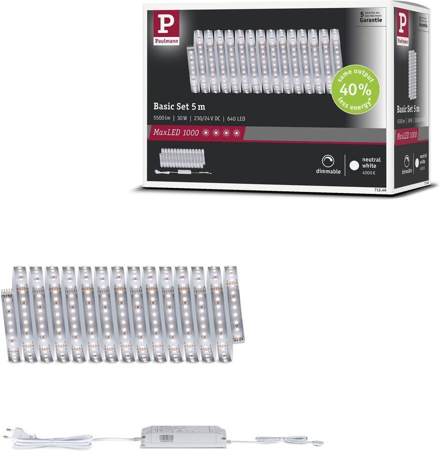 Paulmann Led-strepen MaxLED 1000 LED strip neutraal wit basisset (2 stuks) - Foto 7