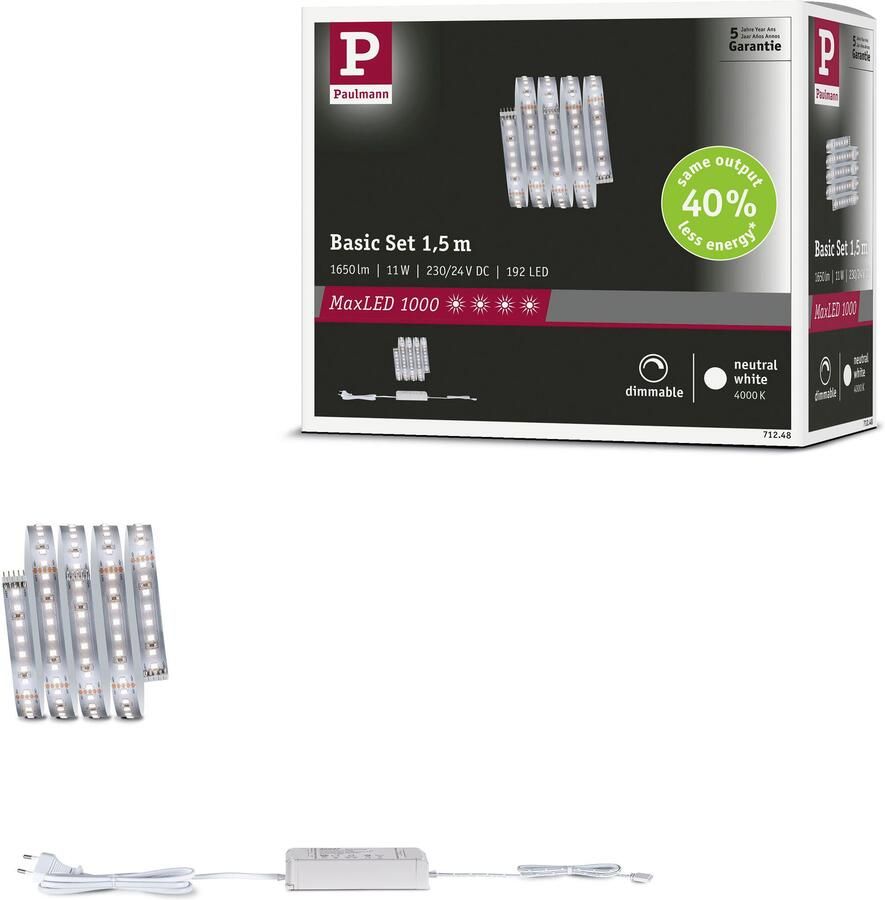 Paulmann Led-strepen MaxLED 1000 LED strip neutraal wit basisset (2 stuks) - Foto 6