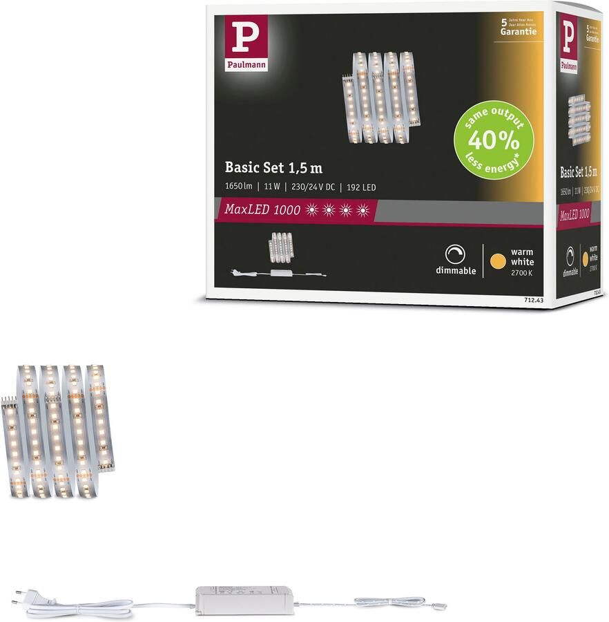 Paulmann Led-strepen MaxLED 1000 LED strip warm wit basisset (2 stuks) - Foto 4