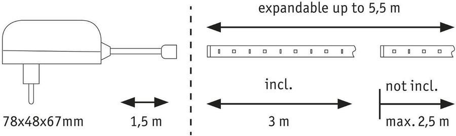 Paulmann Led-strepen MaxLED 250 Basisset 3m IP20 2700K 12W 230 24V zilverkleur (1 stuk) - Foto 6