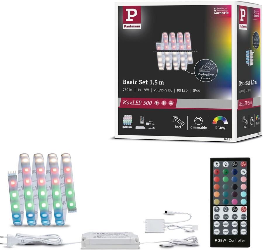 Paulmann Led-strepen MaxLED 500 Basisset 1 5m RGBW+ IP44 18W 440lm m gecoat (1 stuk) - Foto 9