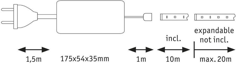 Paulmann Led-strepen MaxLED 500 Basisset 10m IP20 2700K 50W 230 24V 75VA zilverkleur (1 stuk) - Foto 6