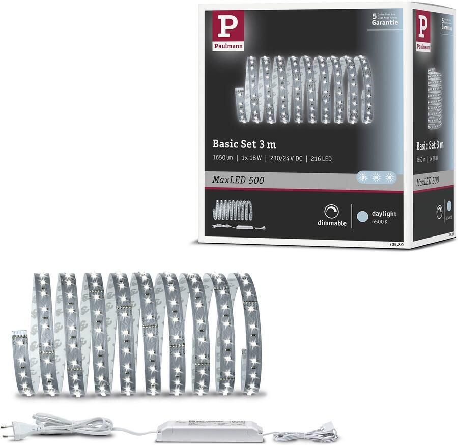 Paulmann Led-strepen MaxLED 500 Basisset 3m Daglichtwit 18W 1650lm 6500K ongecoat (1 stuk) - Foto 10