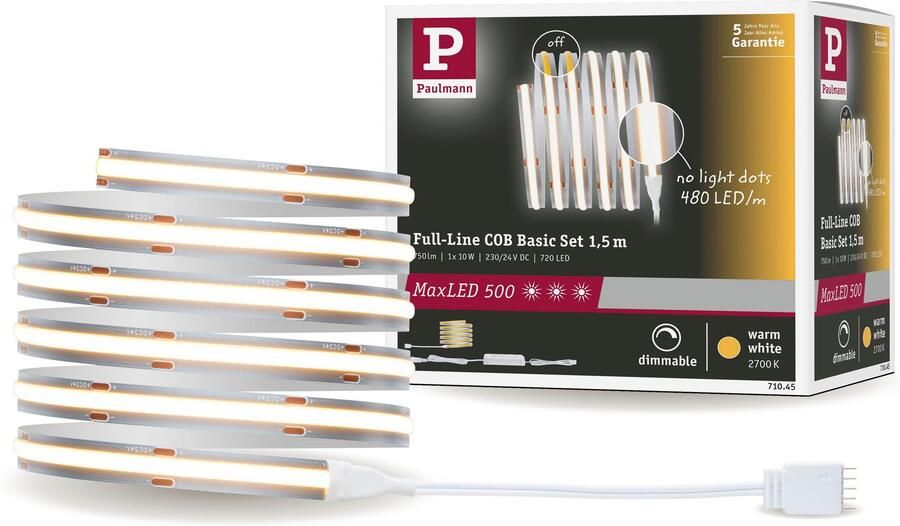 Paulmann Led-strepen MaxLED 500 Full-Line COB Basisset 1 5m warmwit 10W 750lm 480LED 2700K (1 stuk) - Foto 15