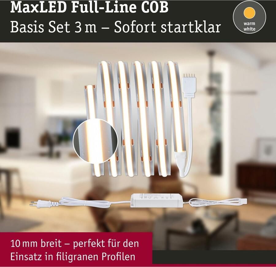 Paulmann Led-strepen MaxLED 500 Full-Line COB Basisset 1 5m warmwit 10W 750lm 480LED 2700K (1 stuk) - Foto 5