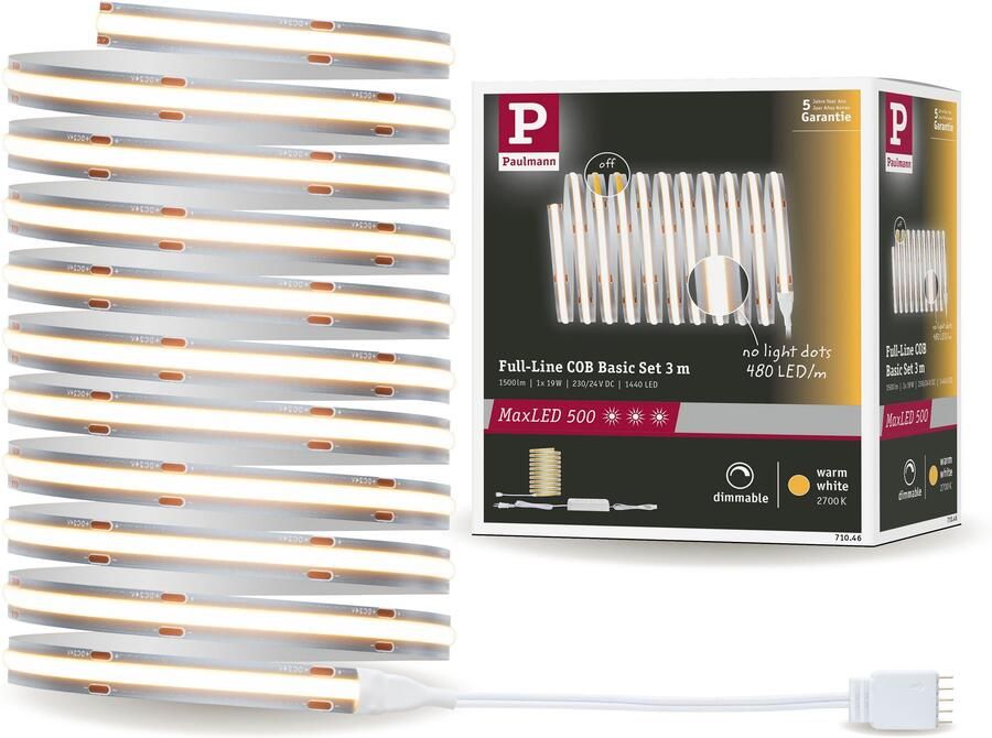Paulmann Led-strepen MaxLED 500 Full-Line COB Basisset 3m Warmwit 19W 1500lm 480LED 2700K (1 stuk) - Foto 15