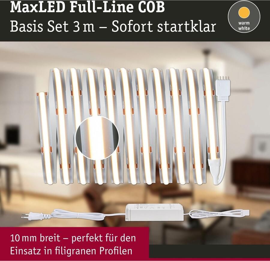 Paulmann Led-strepen MaxLED 500 Full-Line COB Basisset 3m Warmwit 19W 1500lm 480LED 2700K (1 stuk) - Foto 5