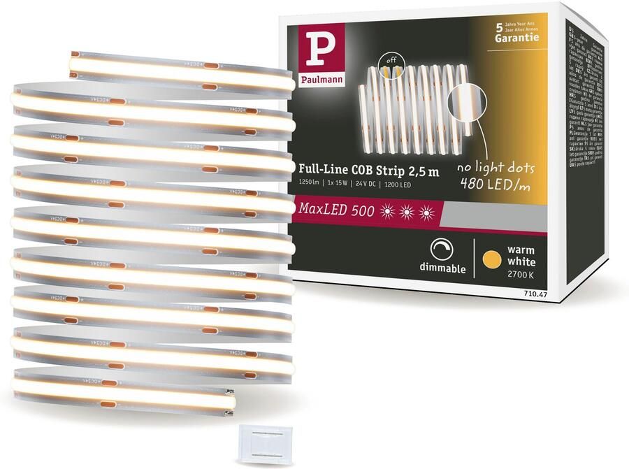 Paulmann Led-strepen MaxLED 500 Full-Line COB Enkelstrip 2 5m Warmwit 15W 1250lm 2700K (1 stuk) - Foto 12