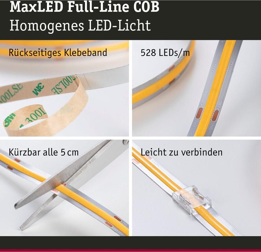 Paulmann Led-strepen MaxLED 1000 Full-Line COB Enkelstrip 2 5m Warmwit 30W 2700lm 2700K (1 stuk) - Foto 3