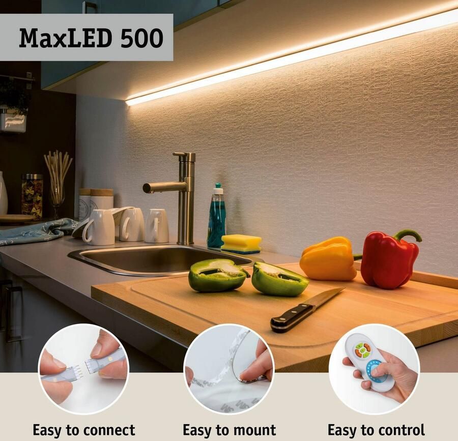 Paulmann Led-strepen MaxLED 500 Basisset 3m Daglichtwit 18W 1650lm 6500K ongecoat (1 stuk) - Foto 4