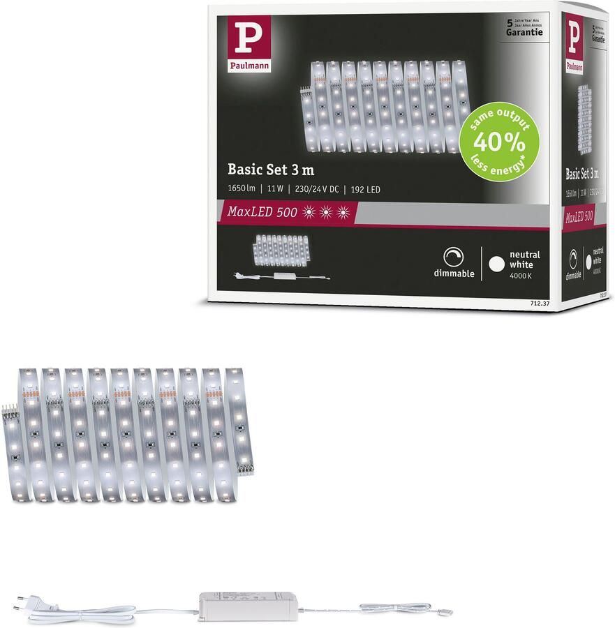 Paulmann Led-strepen MaxLED 500 LED strip neutraal wit basisset (2 stuks) - Foto 8