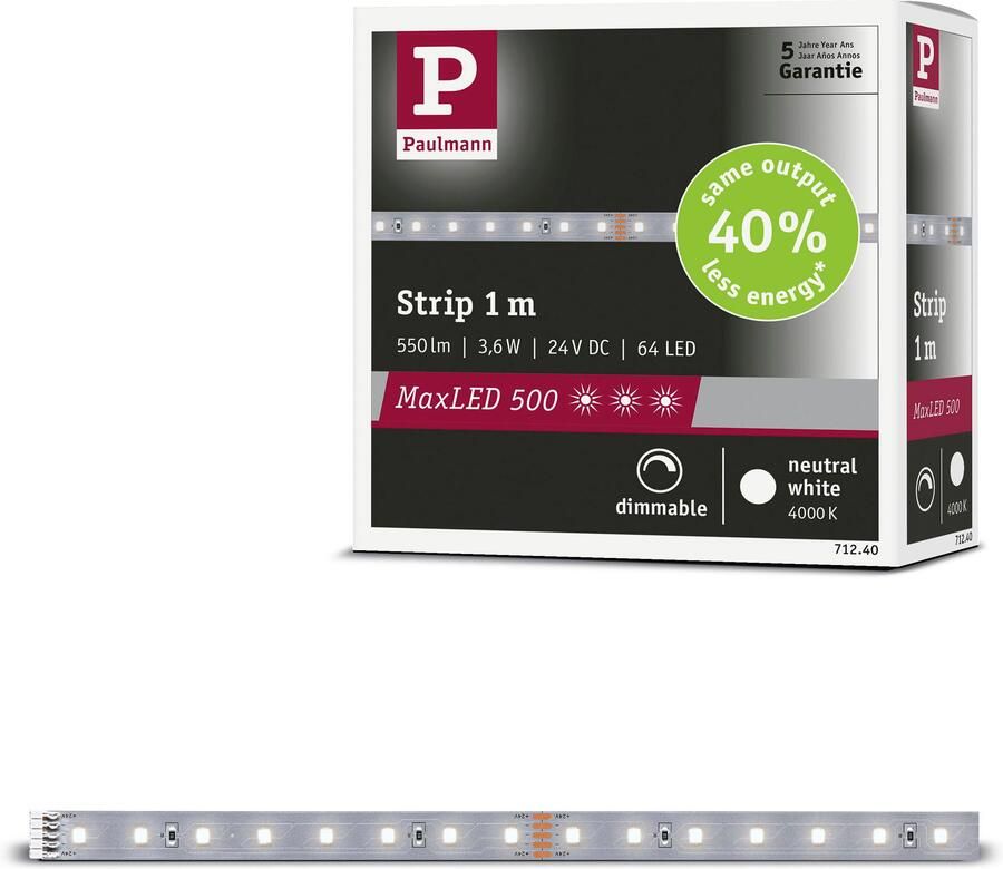 Paulmann Led-strepen MaxLED 500 LED strip neutraal wit enkelstrip (1 stuk)