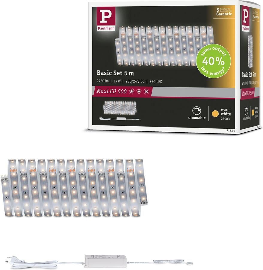 Paulmann Led-strepen MaxLED 500 LED strip warm wit basisset (2 stuks) - Foto 2