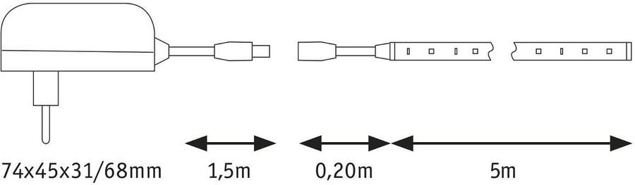 Paulmann Led-strepen SimpLED Strip Set 5m 17W 230 12V DC Wit Metaal Kunststof (1 stuk) - Foto 5