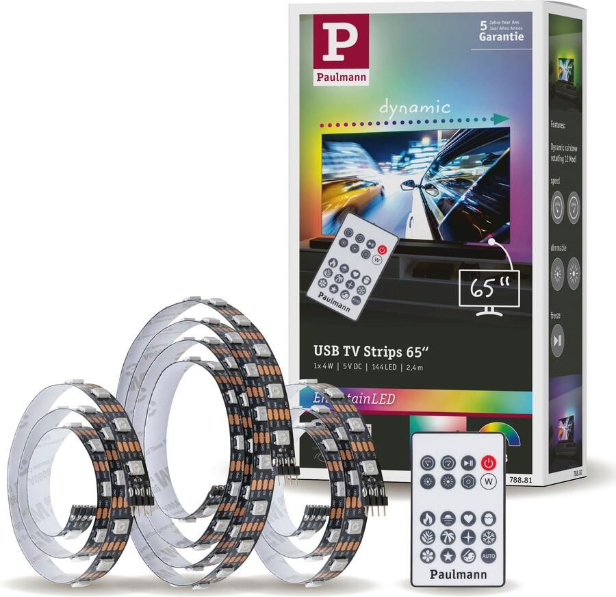 Paulmann Led-strepen USB LED Strip TV-Verlichting 65 Inch 2 4m Dynamic Rainbow RGB 4W (1 stuk) - Foto 14