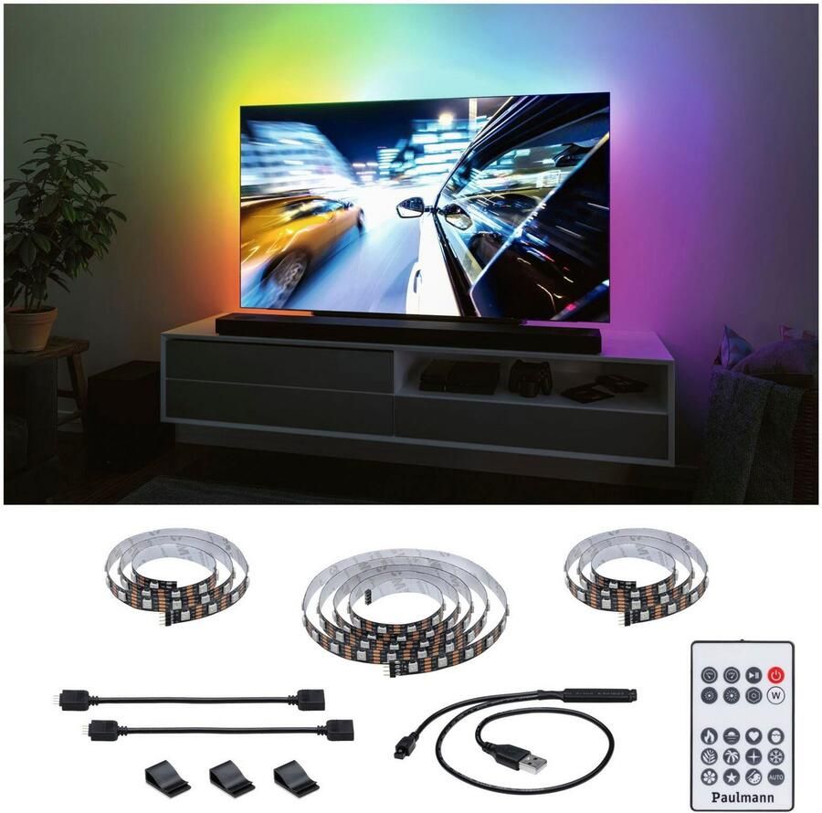 Paulmann Led-strepen USB LED Strip TV-Verlichting 65 Inch 2 4m Dynamic Rainbow RGB 4W (1 stuk) - Foto 2