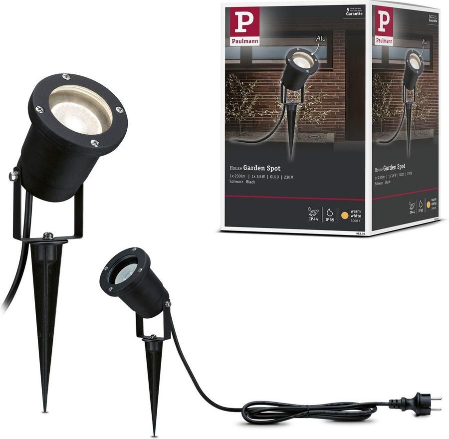 Paulmann Led-tuinlamp Buiten 230V Tuin Spot IP65 GU10 3 5W 230V Zwart Aluminium (1 stuk)