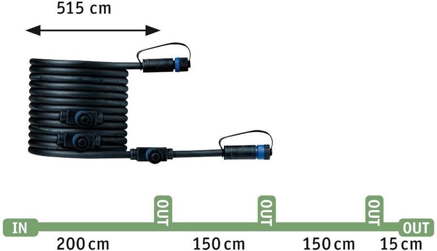 Paulmann Led-tuinlamp Plug & Shine Kabel 5m 4 Uitgangen IP68 Zwart (1 stuk) - Foto 2