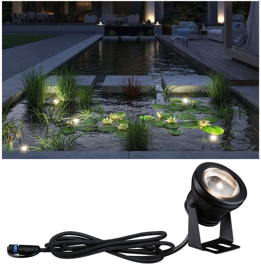 Paulmann Led-tuinlamp Plug & Shine Spot Vijverlamp Enkelspot IP68 3000K 5W Zwart (1 stuk)