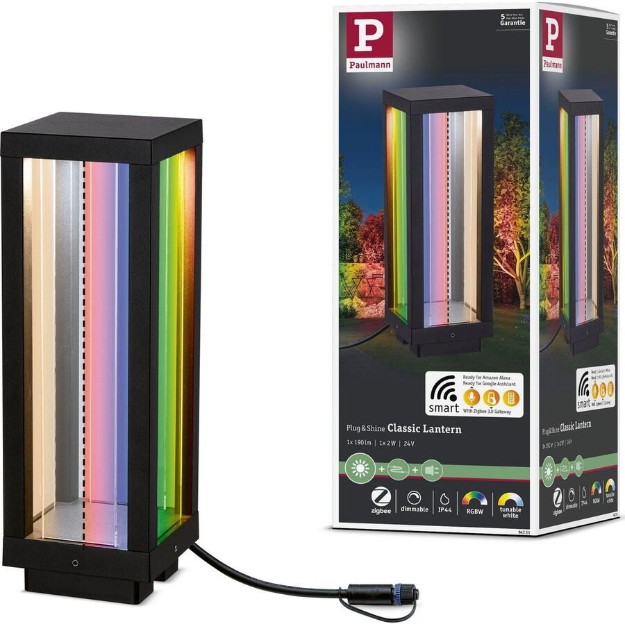 Paulmann Plug & Shine Lantaarn Smart Home Zigbee 3.0 Classic Enkele lamp IP44 RGBW+ 2W Antraciet