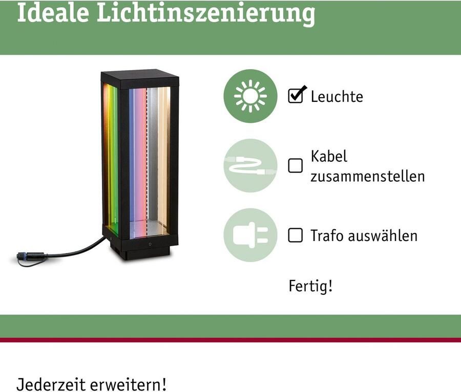 Paulmann Plug & Shine Lantaarn Smart Home Zigbee 3.0 Classic Enkele lamp IP44 RGBW+ 2W Antraciet - Foto 5