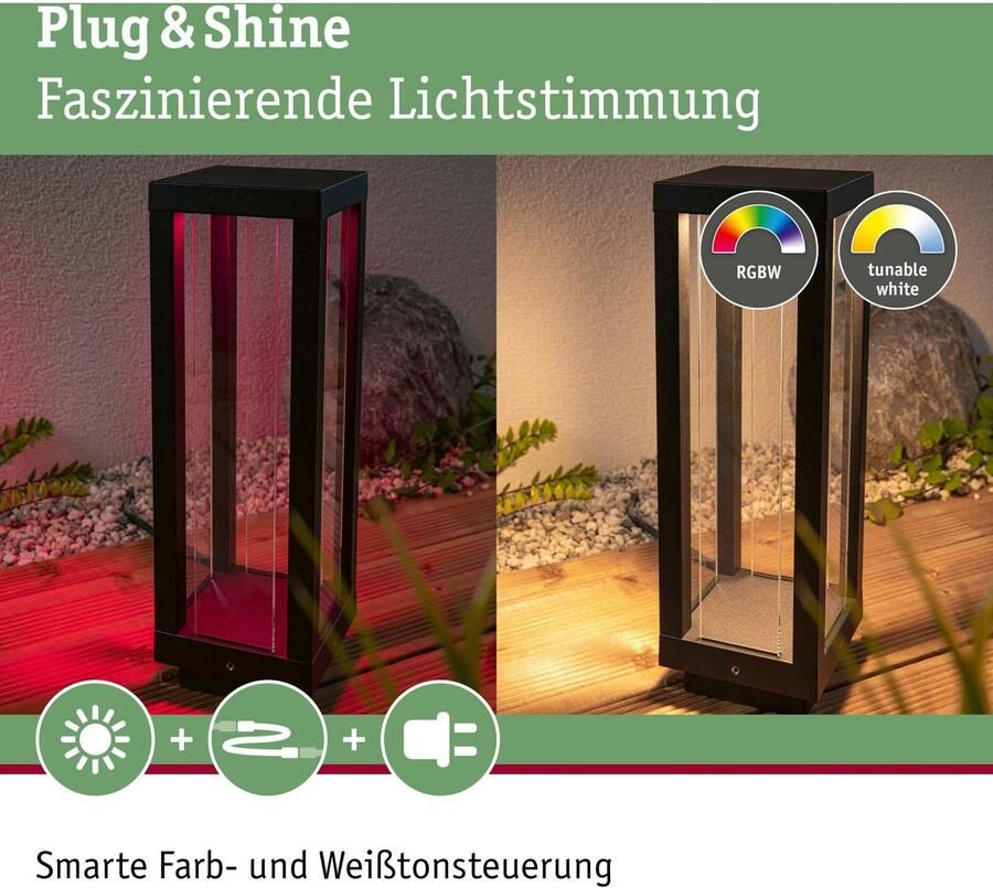 Paulmann Plug & Shine Lantaarn Smart Home Zigbee 3.0 Classic Enkele lamp IP44 RGBW+ 2W Antraciet - Foto 4