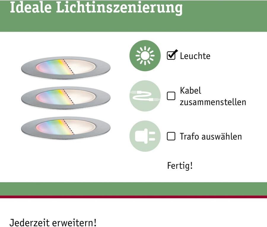 Paulmann Led-tuinverlichting Buiten Plug & Shine Inbouwlamp Vloer Set RGBW IP67 ZigBee (1 stuk) - Foto 2