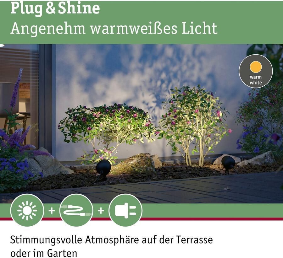 Paulmann Led-tuinverlichting Buiten Plug & Shine Spot Kikolo 60° 3000K Antraciet (1 stuk)