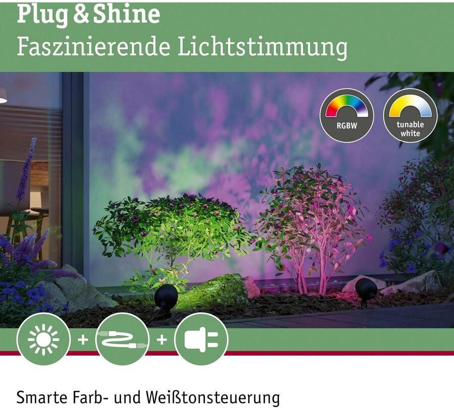Paulmann Led-tuinverlichting Buiten Plug & Shine Spot Kikolo RGBW ZigBee (1 stuk) - Foto 2