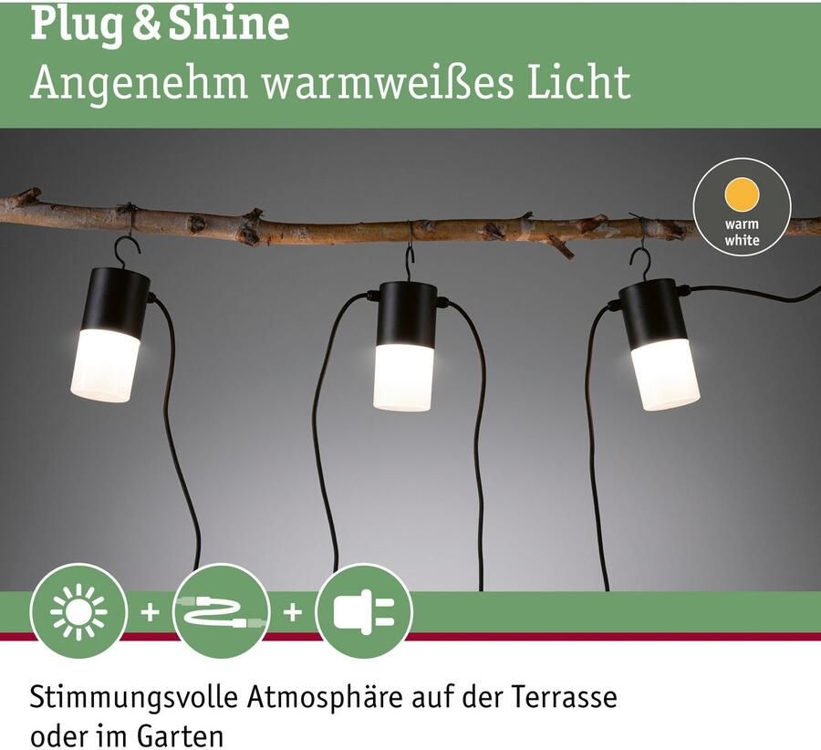 Paulmann Led-tuinverlichting Buiten Plug & Shine Verlichtingsketting Tubs IP44 3000K 24V E14 (1 stuk)
