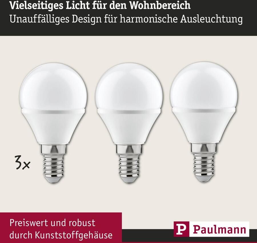 Paulmann Led-verlichting Druppel 4W E14 230V Warmwit 3-pack (3 stuks) - Foto 2