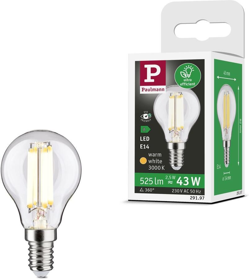 Paulmann Led-verlichting Eco-Line filament 230V LED druppel E14 1-set 525lm 2 5W 3000K helder (1 stuk) - Foto 3