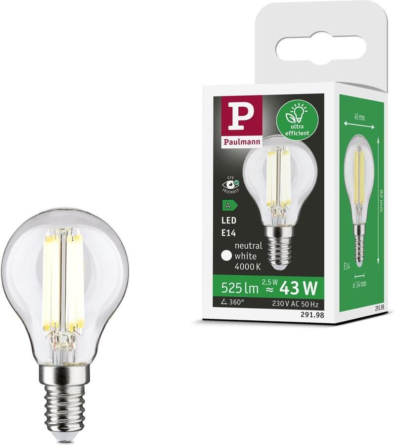 Paulmann Led-verlichting Eco-Line filament 230V LED druppel E14 1-set 525lm 2 5W 4000K helder (1 stuk) - Foto 2