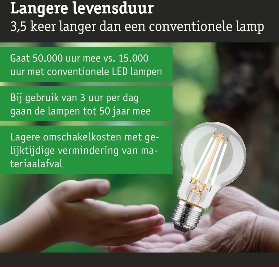 Paulmann Led-verlichting Eco-Line filament 230V LED-lamp E27 1055lm 5 7W 3000K dimbaar helder (1 stuk) - Foto 3