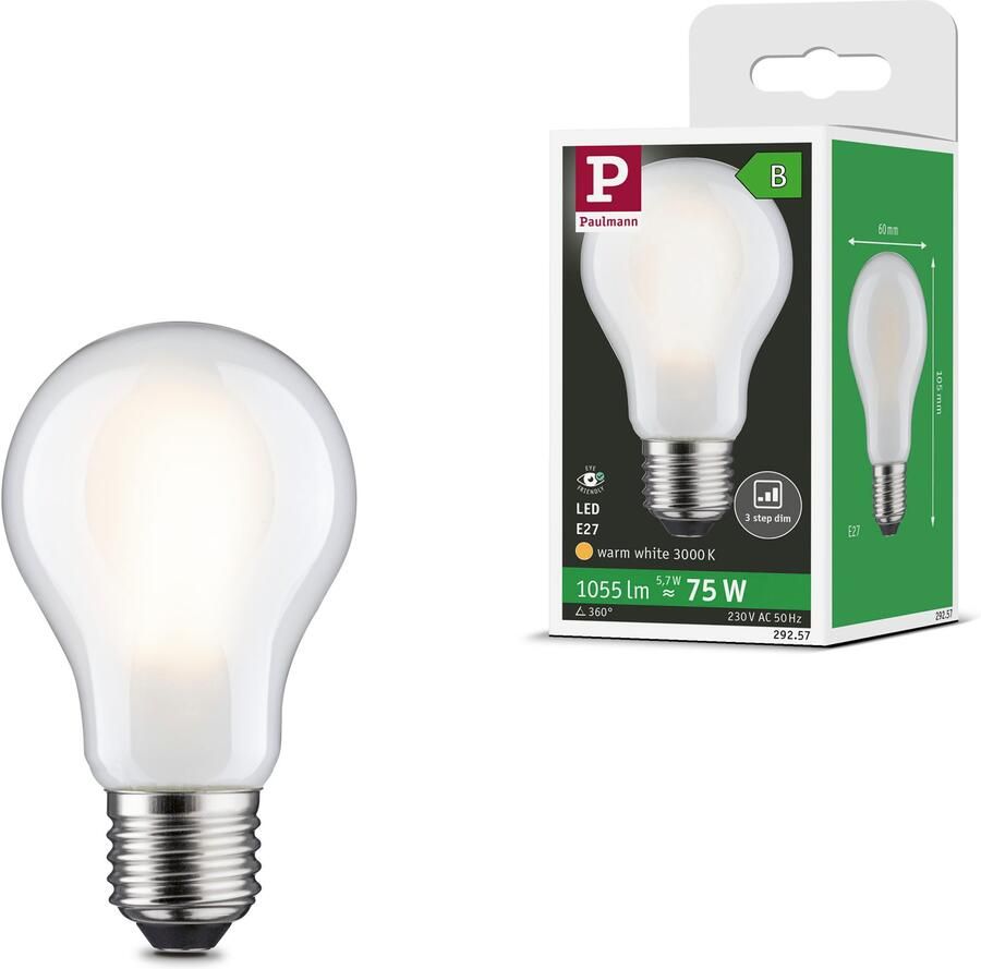 Paulmann Led-verlichting Eco-Line filament 230V LED-lamp E27 1055lm 5 7W 3000K dimbaar mat (1 stuk)
