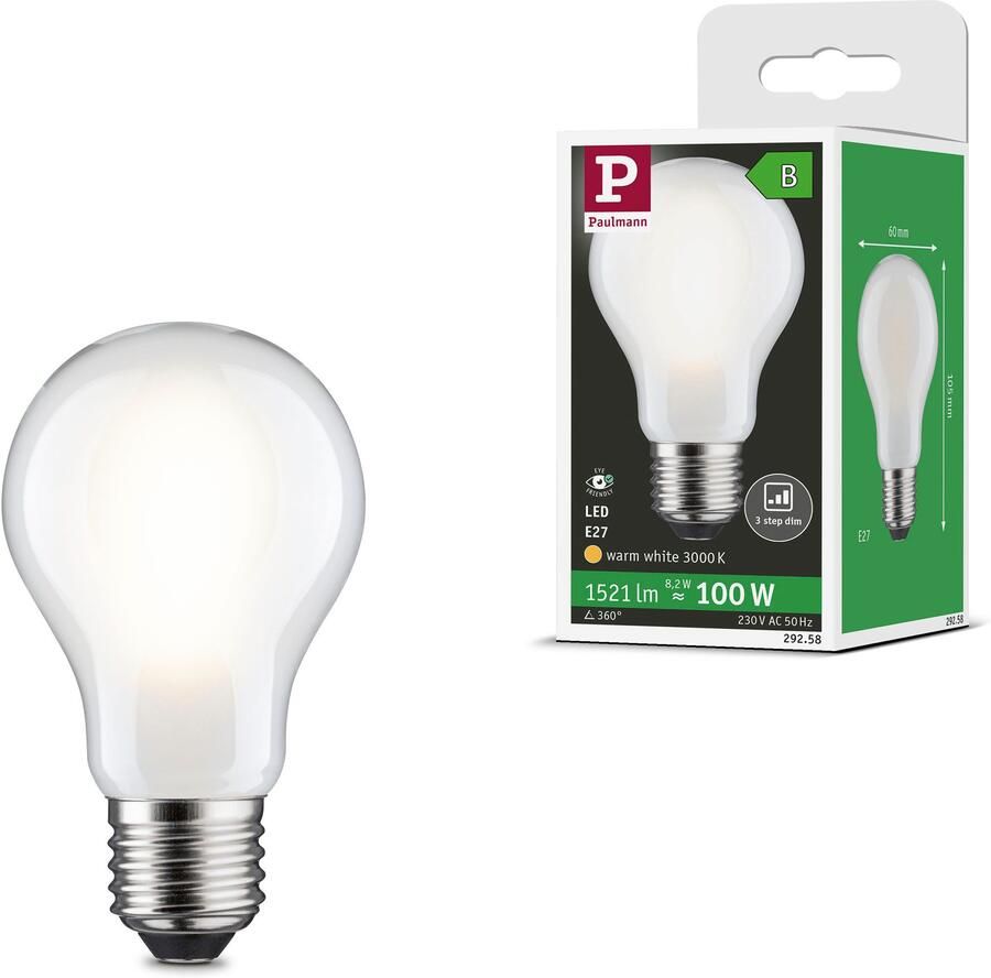 Paulmann Led-verlichting Eco-Line filament 230V LED-lamp E27 1521lm 8 2W 3000K dimbaar mat (1 stuk) - Foto 8