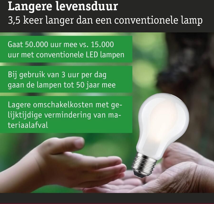 Paulmann Led-verlichting Eco-Line filament 230V LED-lamp E27 806lm 4 3W 3000K dimbaar mat (1 stuk) - Foto 4