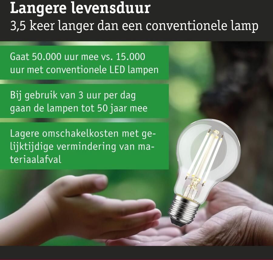 Paulmann Led-verlichting Eco-Line filament 230V LED-lamp E27 806lm 4 3W 4000K dimbaar helder (1 stuk) - Foto 3