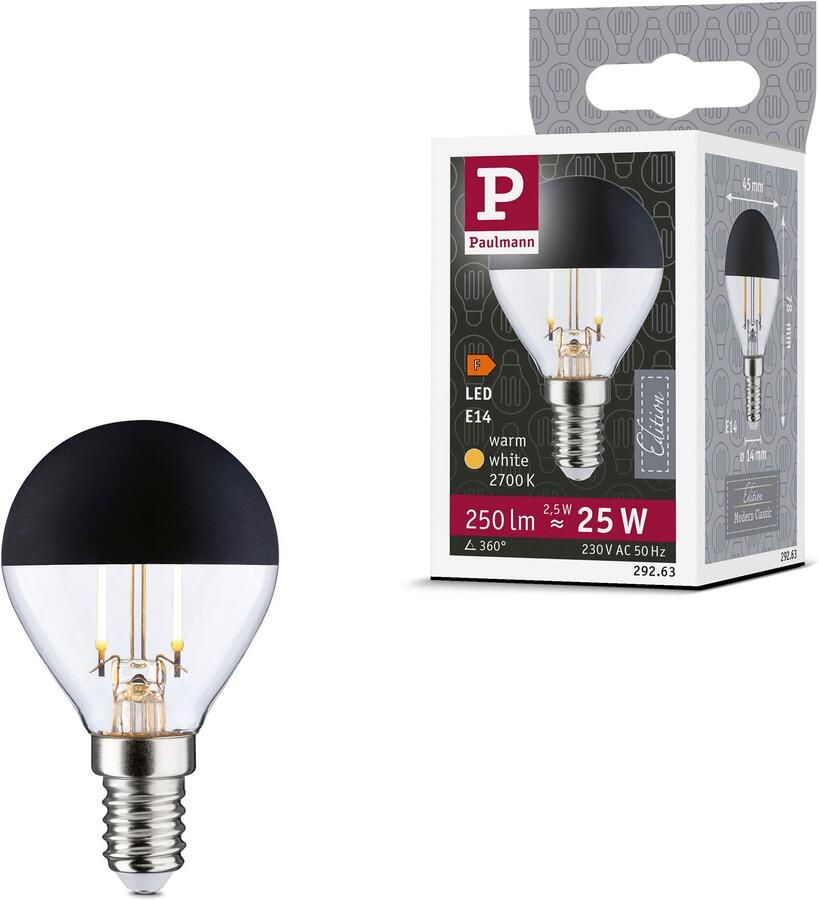 Paulmann Led-verlichting LED druppel kop spiegel 250lm E14 2700K 2 5W 230V zwart mat (1 stuk)