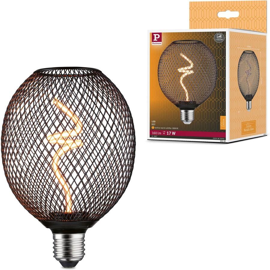 Paulmann Led-verlichting Metallic Glow Standard 230V LED globe dimbaar zwart (1 stuk) - Foto 6