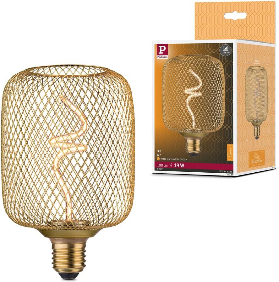 Paulmann Led-verlichting Metallic Glow Standard 230V LED lichtbron cilinder dimbaar messing (1 stuk)