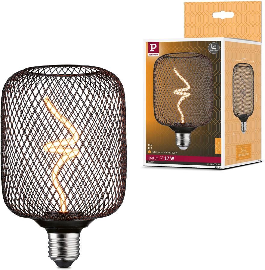 Paulmann Led-verlichting Metallic Glow Standard 230V LED lichtbron cilinder dimbaar zwart (1 stuk)