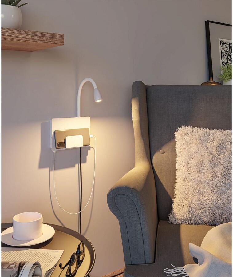 Paulmann Led-wandlamp Halina 3W USBC 230V 2700K Kunststof Metaal - Foto 2